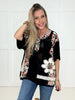 POL Black Floral Patch Top-100 Short Sleeves- Simply Simpson's Boutique is a Women's Online Fashion Boutique Located in Jupiter, Florida