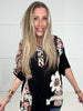 POL Black Floral Patch Top-100 Short Sleeves- Simply Simpson's Boutique is a Women's Online Fashion Boutique Located in Jupiter, Florida