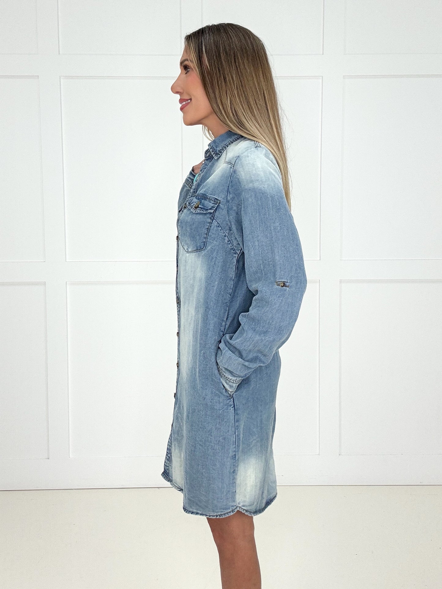 Downtown Denim Dress-240 Dresses- Simply Simpson's Boutique is a Women's Online Fashion Boutique Located in Jupiter, Florida
