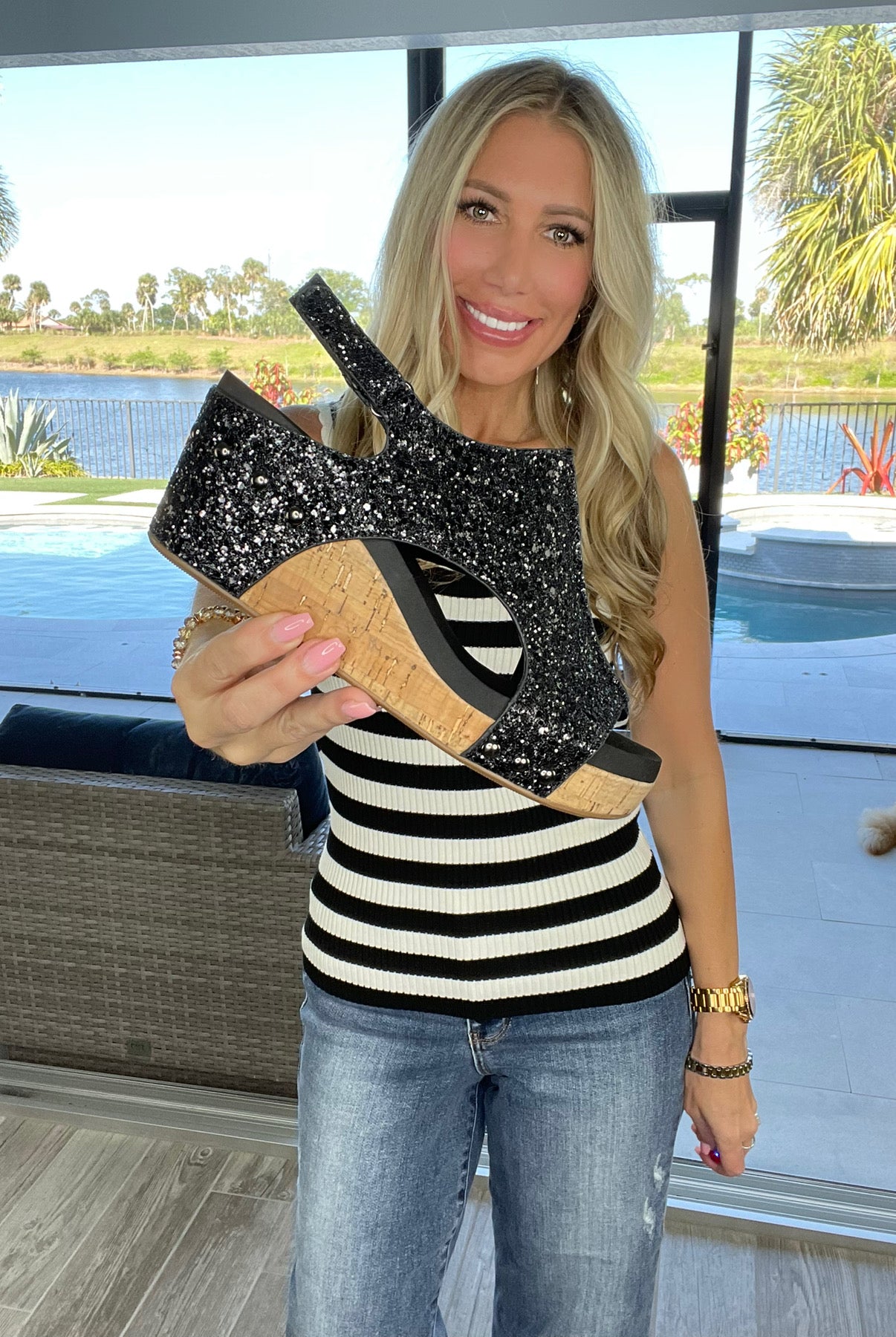 Corky's Glitter Carley Wedge-260 Shoes- Simply Simpson's Boutique is a Women's Online Fashion Boutique Located in Jupiter, Florida