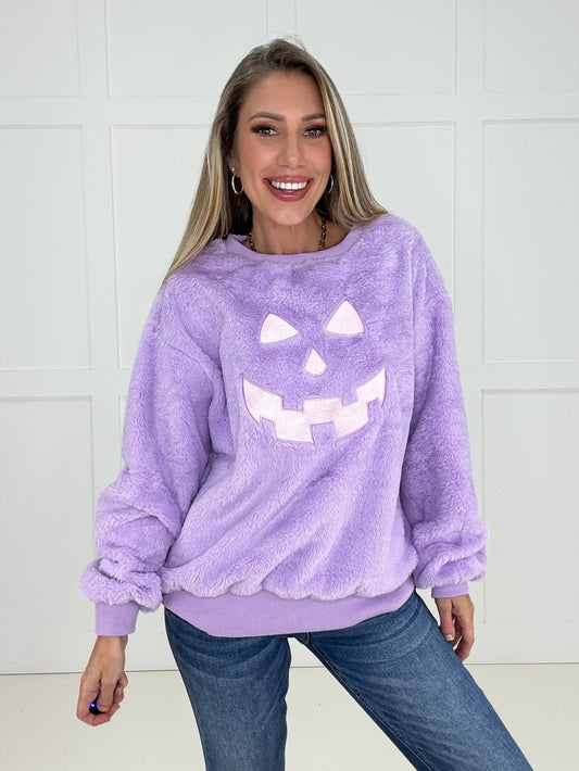 Lavender Pumpkin Plush Pullover-160 Sweatshirts- Simply Simpson's Boutique is a Women's Online Fashion Boutique Located in Jupiter, Florida