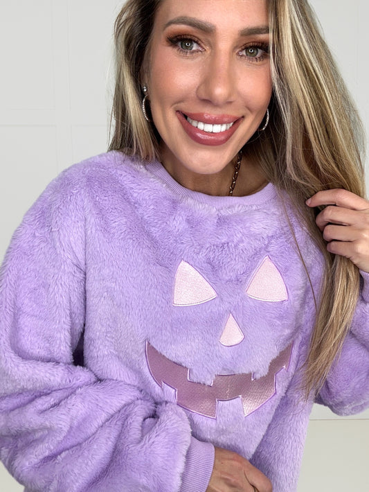 Lavender Pumpkin Plush Pullover-160 Sweatshirts- Simply Simpson's Boutique is a Women's Online Fashion Boutique Located in Jupiter, Florida