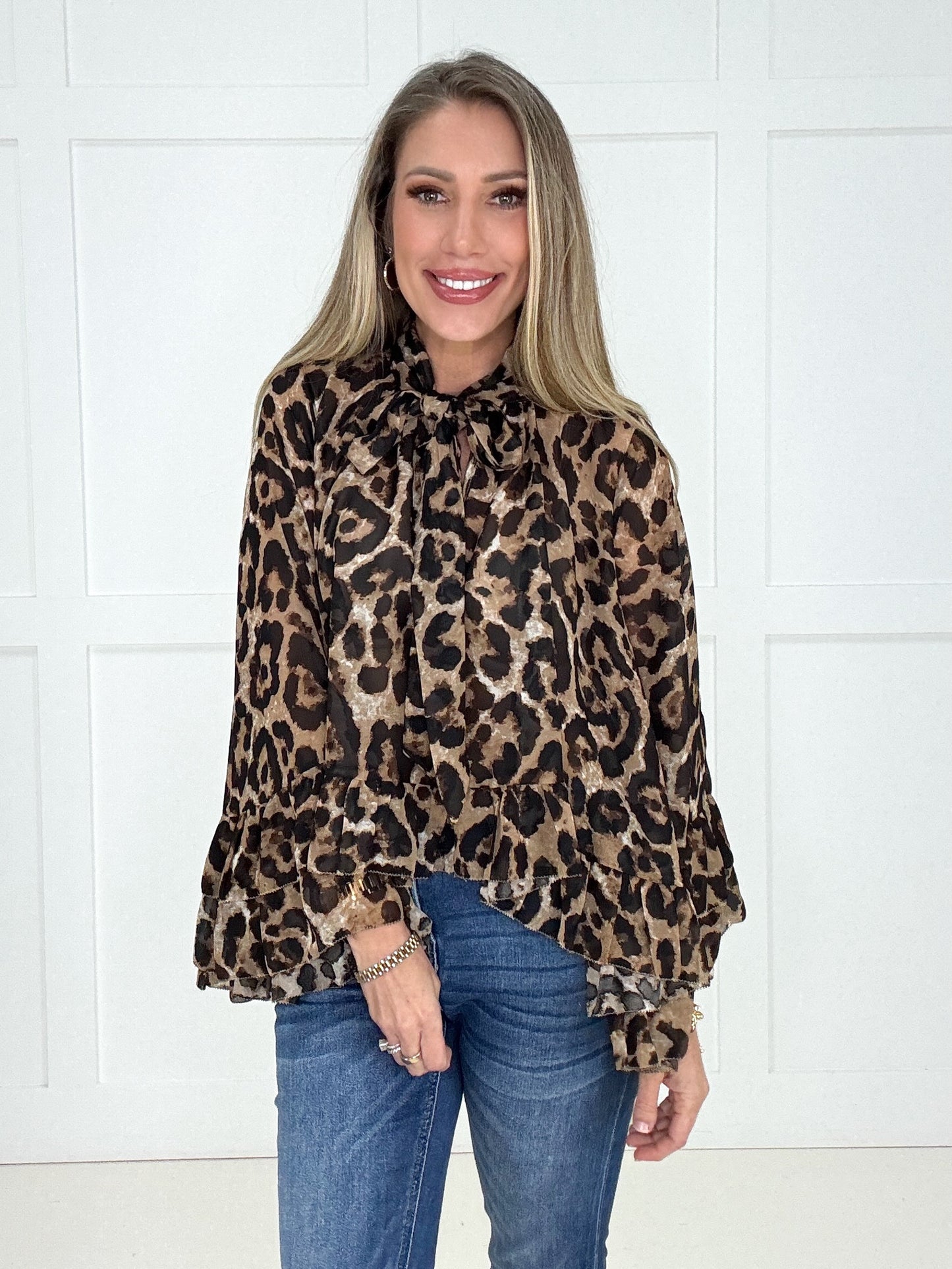 Wild at Heart Chiffon Blouse-110 Long Sleeves- Simply Simpson's Boutique is a Women's Online Fashion Boutique Located in Jupiter, Florida