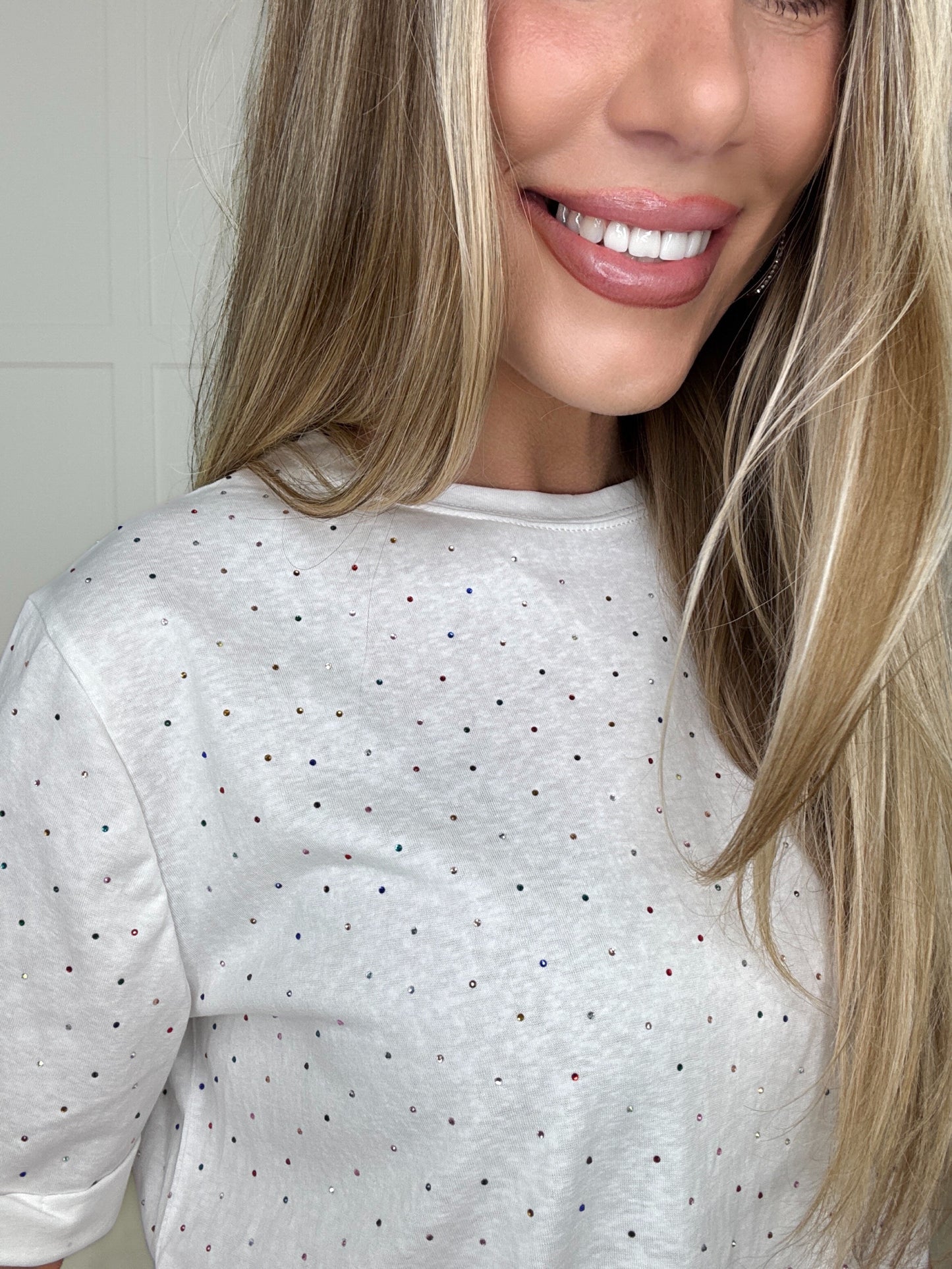 Remy Rhinestone Embellished Top-100 Short Sleeves- Simply Simpson's Boutique is a Women's Online Fashion Boutique Located in Jupiter, Florida