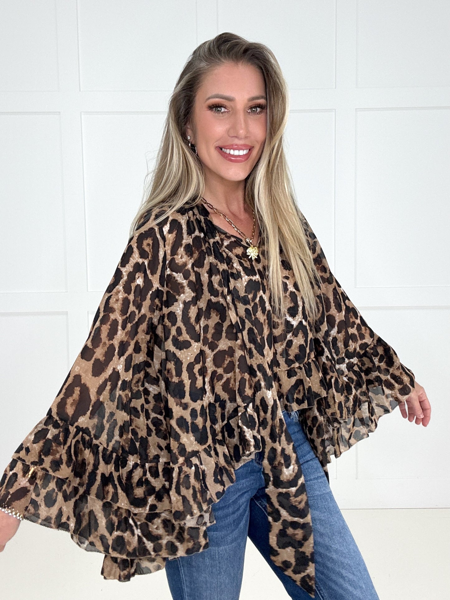 Wild at Heart Chiffon Blouse-110 Long Sleeves- Simply Simpson's Boutique is a Women's Online Fashion Boutique Located in Jupiter, Florida
