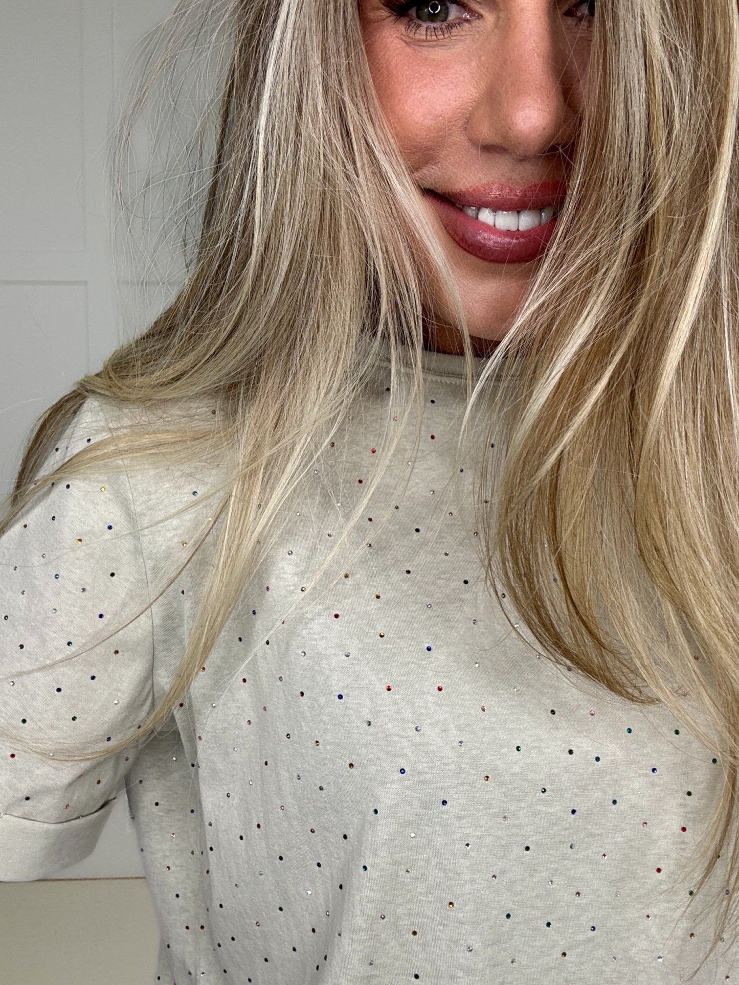 Remy Rhinestone Embellished Top-100 Short Sleeves- Simply Simpson's Boutique is a Women's Online Fashion Boutique Located in Jupiter, Florida