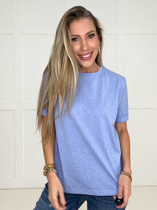 Remy Rhinestone Embellished Top-100 Short Sleeves- Simply Simpson's Boutique is a Women's Online Fashion Boutique Located in Jupiter, Florida