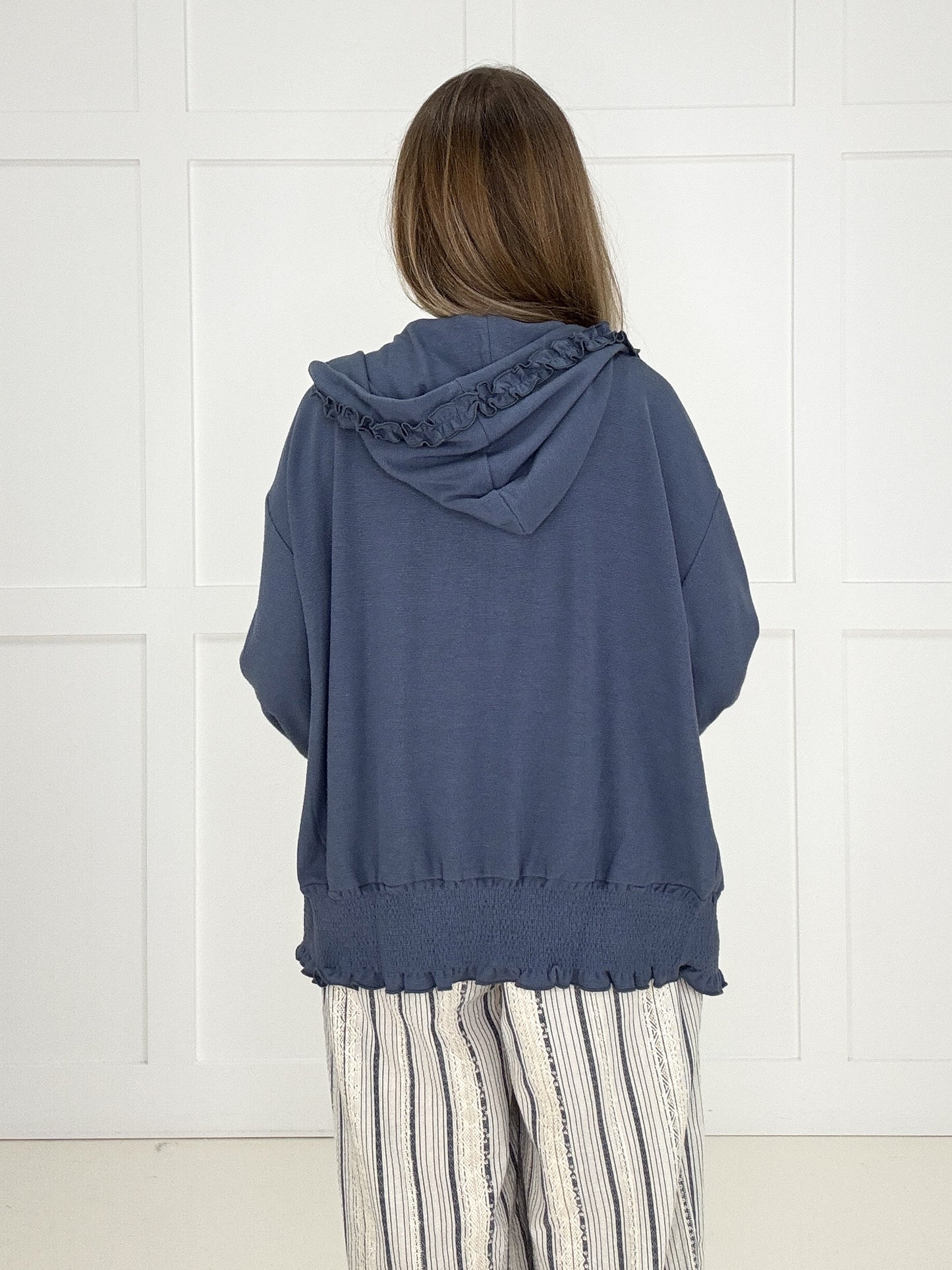 Indigo Bloom Zip Up Hoodie-150 Sweaters- Simply Simpson's Boutique is a Women's Online Fashion Boutique Located in Jupiter, Florida