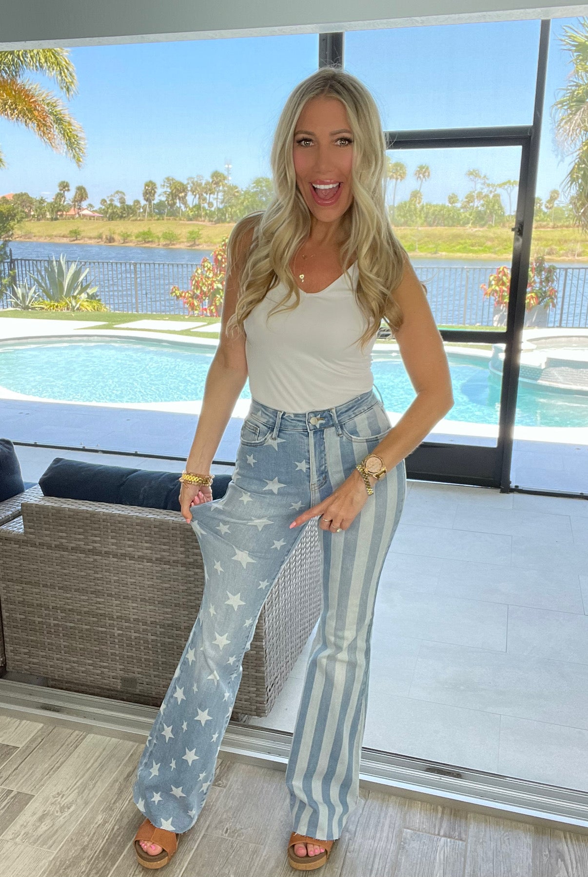 Judy Blue Stars & Stripes Flare Jeans-200 Jeans- Simply Simpson's Boutique is a Women's Online Fashion Boutique Located in Jupiter, Florida