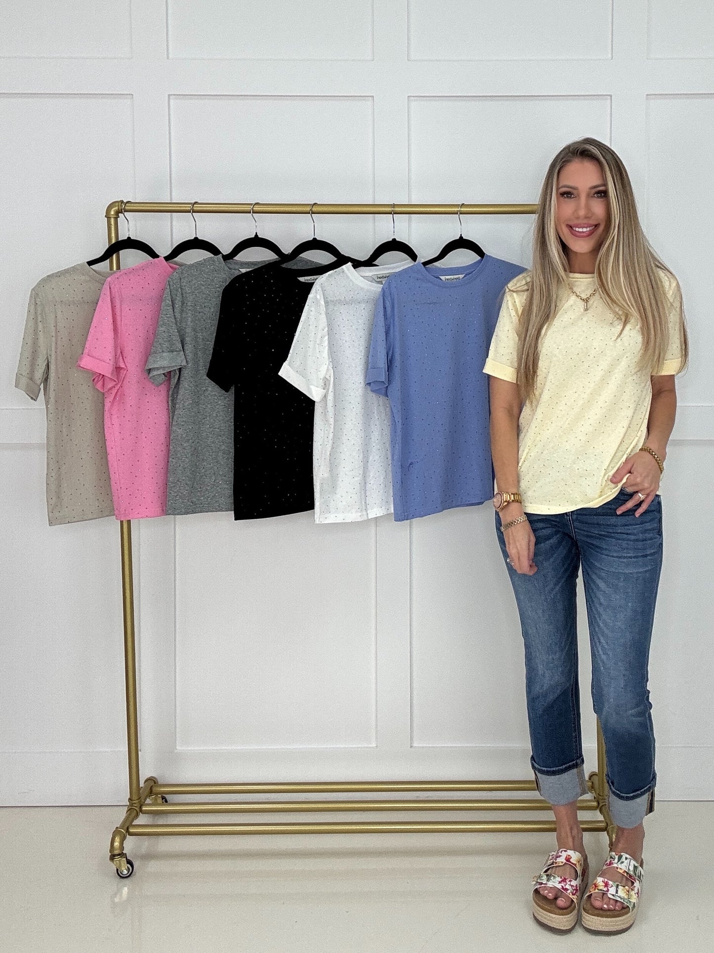 Remy Rhinestone Embellished Top-100 Short Sleeves- Simply Simpson's Boutique is a Women's Online Fashion Boutique Located in Jupiter, Florida