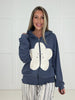 Indigo Bloom Zip Up Hoodie-150 Sweaters- Simply Simpson's Boutique is a Women's Online Fashion Boutique Located in Jupiter, Florida