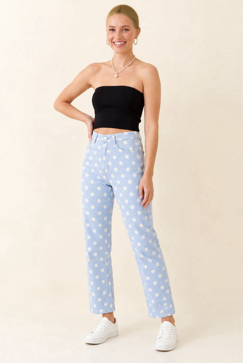 Chambray Dreamy Dots Pants-210 Other Bottoms- Simply Simpson's Boutique is a Women's Online Fashion Boutique Located in Jupiter, Florida
