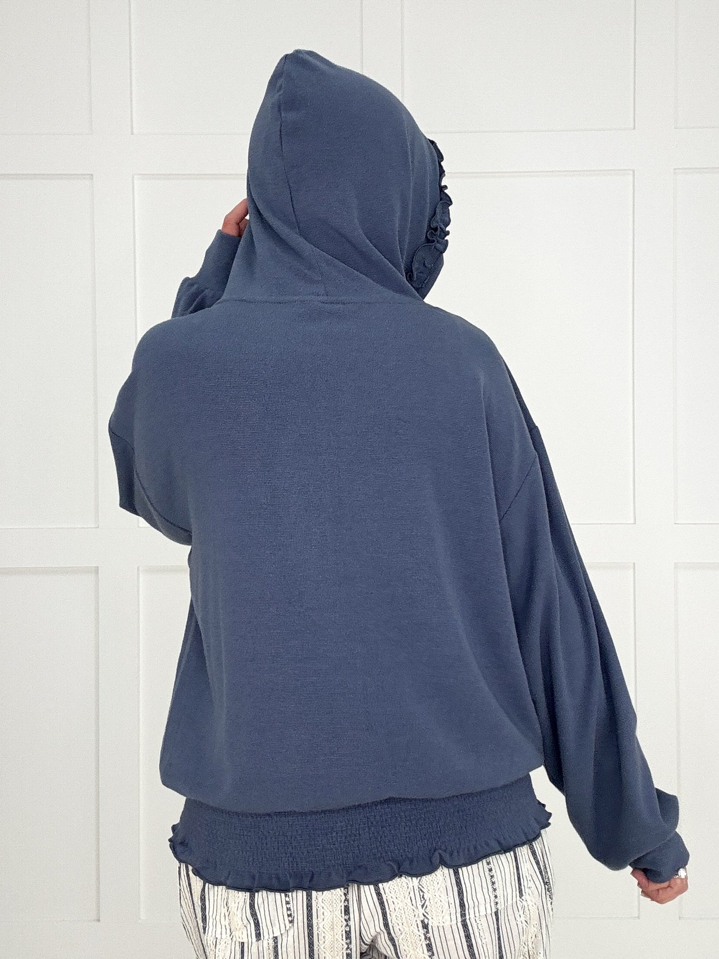 Indigo Bloom Zip Up Hoodie-150 Sweaters- Simply Simpson's Boutique is a Women's Online Fashion Boutique Located in Jupiter, Florida