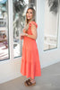 Coral Flutter Sleeve Midi Dress-240 Dresses- Simply Simpson's Boutique is a Women's Online Fashion Boutique Located in Jupiter, Florida
