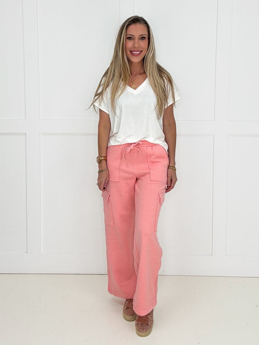 Risen Pink Cozy Cargo Lounge Pants-210 Other Bottoms- Simply Simpson's Boutique is a Women's Online Fashion Boutique Located in Jupiter, Florida