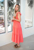 Coral Flutter Sleeve Midi Dress-240 Dresses- Simply Simpson's Boutique is a Women's Online Fashion Boutique Located in Jupiter, Florida