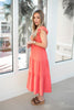 Coral Flutter Sleeve Midi Dress-240 Dresses- Simply Simpson's Boutique is a Women's Online Fashion Boutique Located in Jupiter, Florida