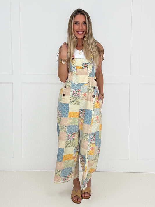 Floral Patchwork Denim Overalls-200 Jeans- Simply Simpson's Boutique is a Women's Online Fashion Boutique Located in Jupiter, Florida