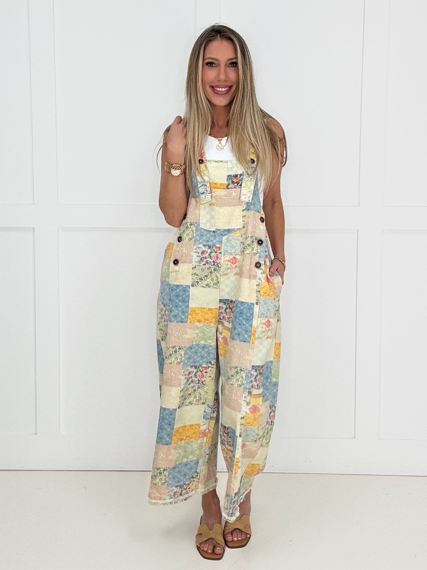 Floral Patchwork Denim Overalls-200 Jeans- Simply Simpson's Boutique is a Women's Online Fashion Boutique Located in Jupiter, Florida