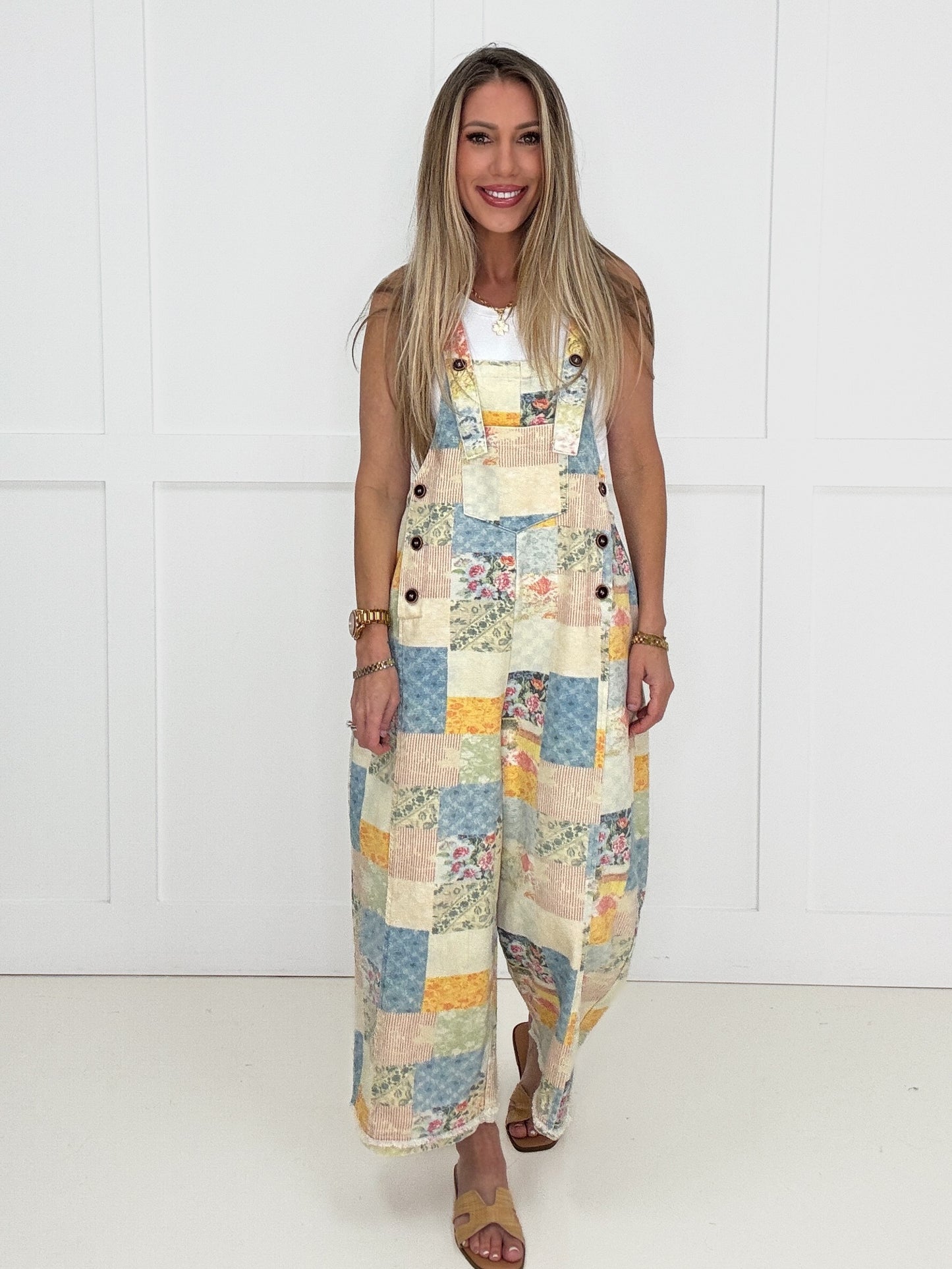 Floral Patchwork Denim Overalls-200 Jeans- Simply Simpson's Boutique is a Women's Online Fashion Boutique Located in Jupiter, Florida