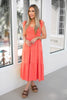 Coral Flutter Sleeve Midi Dress-240 Dresses- Simply Simpson's Boutique is a Women's Online Fashion Boutique Located in Jupiter, Florida