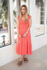Coral Flutter Sleeve Midi Dress-240 Dresses- Simply Simpson's Boutique is a Women's Online Fashion Boutique Located in Jupiter, Florida