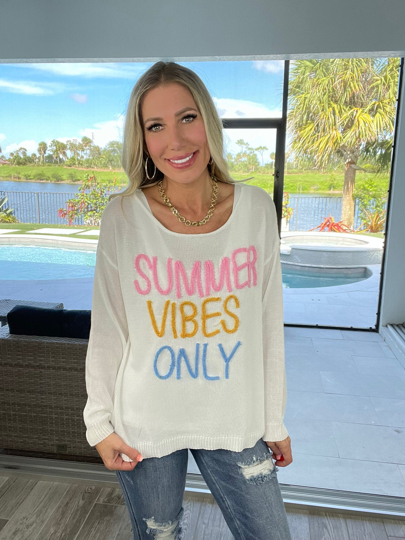 Summer Vibes Only Sweater-150 Sweaters- Simply Simpson's Boutique is a Women's Online Fashion Boutique Located in Jupiter, Florida