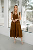 Brown Flutter Sleeve Midi Dress-240 Dresses- Simply Simpson's Boutique is a Women's Online Fashion Boutique Located in Jupiter, Florida