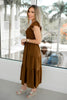 Brown Flutter Sleeve Midi Dress-240 Dresses- Simply Simpson's Boutique is a Women's Online Fashion Boutique Located in Jupiter, Florida