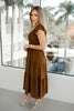 Brown Flutter Sleeve Midi Dress-240 Dresses- Simply Simpson's Boutique is a Women's Online Fashion Boutique Located in Jupiter, Florida