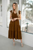 Brown Flutter Sleeve Midi Dress-240 Dresses- Simply Simpson's Boutique is a Women's Online Fashion Boutique Located in Jupiter, Florida