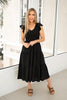 Black Flutter Sleeve Midi Dress-240 Dresses- Simply Simpson's Boutique is a Women's Online Fashion Boutique Located in Jupiter, Florida