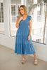 Ocean Blue Flutter Sleeve Midi Dress-240 Dresses- Simply Simpson's Boutique is a Women's Online Fashion Boutique Located in Jupiter, Florida