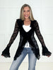 Black Lace Bell Sleeve Cardigan