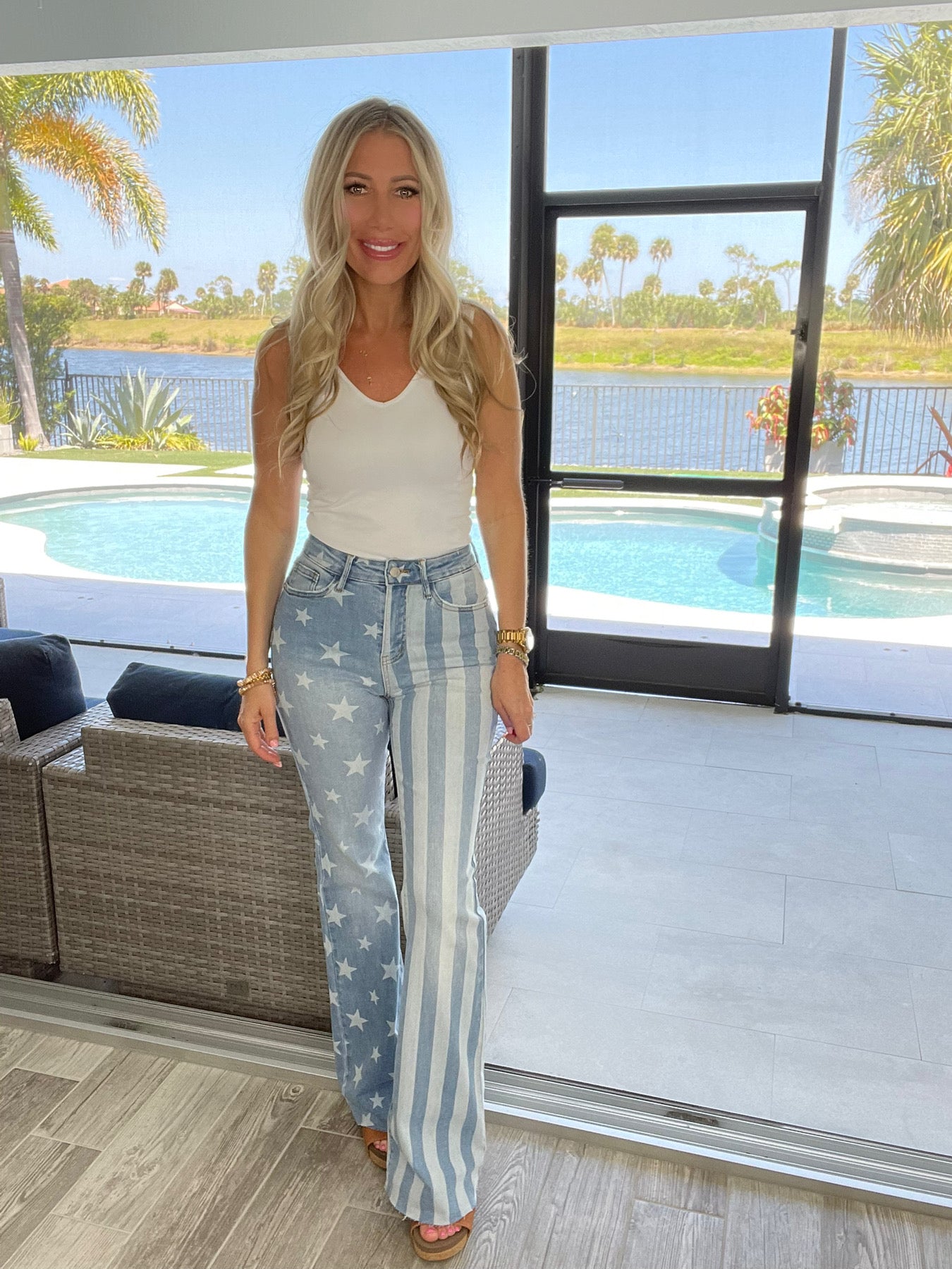 Judy Blue Stars & Stripes Flare Jeans-200 Jeans- Simply Simpson's Boutique is a Women's Online Fashion Boutique Located in Jupiter, Florida