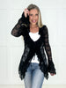 Black Lace Bell Sleeve Cardigan