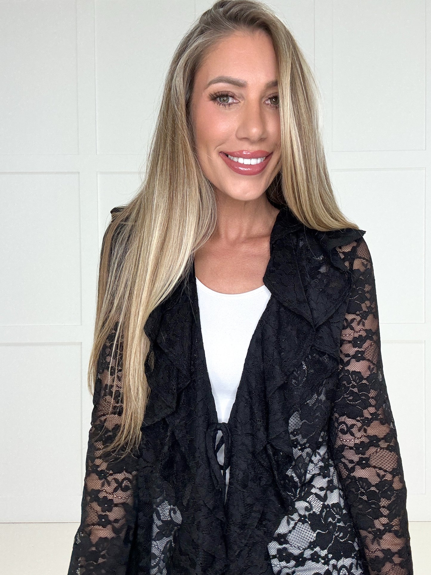 Black Long Lace Cardigan