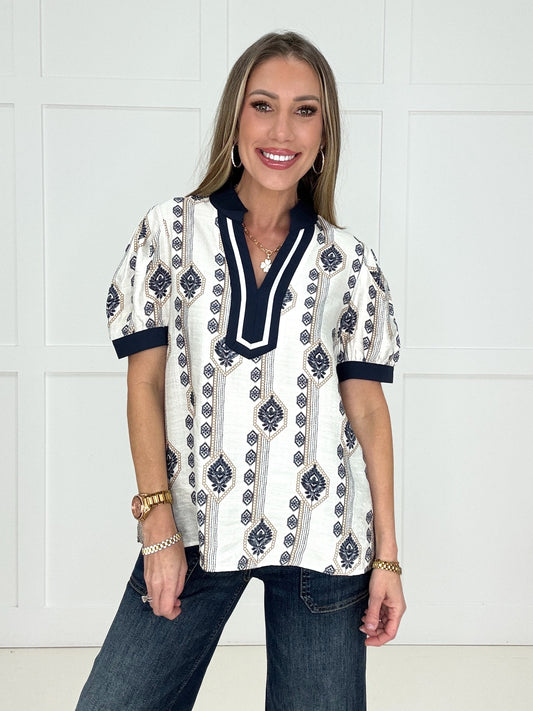 Seaside Stroll Blouse-100 Short Sleeves- Simply Simpson's Boutique is a Women's Online Fashion Boutique Located in Jupiter, Florida