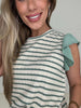 Sage Stripe Sweetheart Top-100 Short Sleeves- Simply Simpson's Boutique is a Women's Online Fashion Boutique Located in Jupiter, Florida