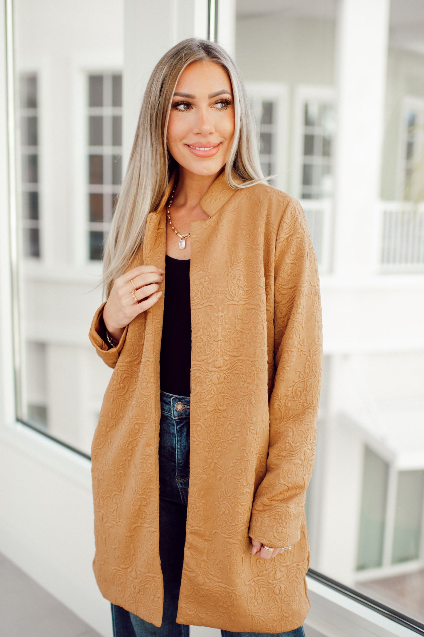 Dear Scarlett Caramel Amara Jacket-180 Outerwear- Simply Simpson's Boutique is a Women's Online Fashion Boutique Located in Jupiter, Florida