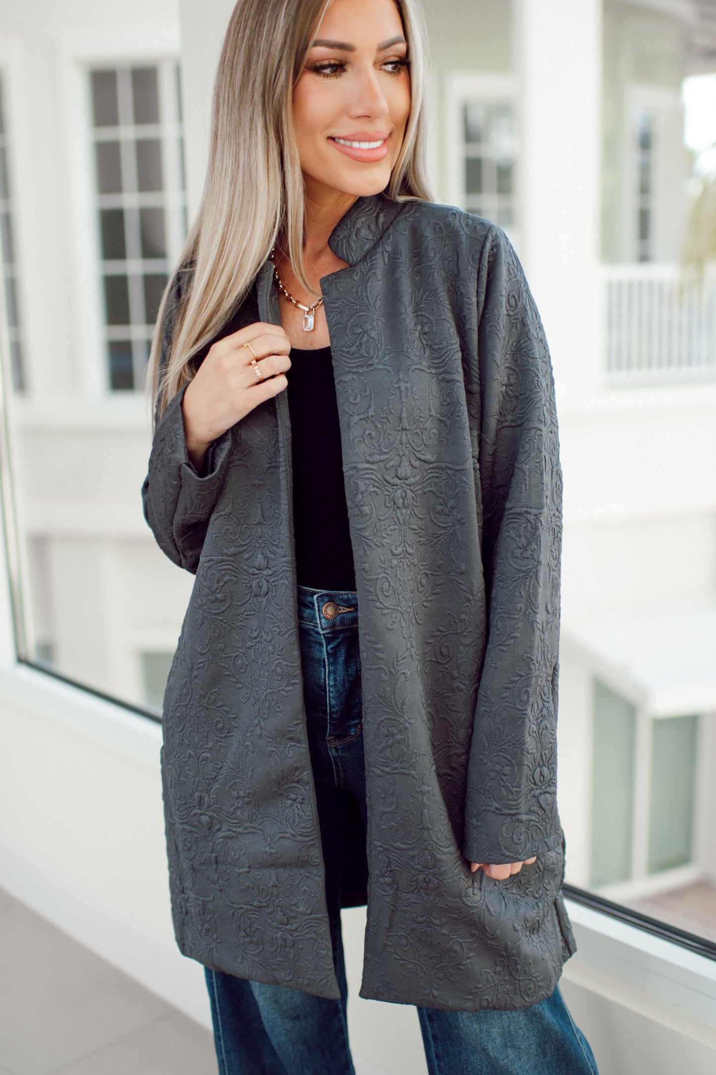 Dear Scarlett Charcoal Amara Jacket-180 Outerwear- Simply Simpson's Boutique is a Women's Online Fashion Boutique Located in Jupiter, Florida