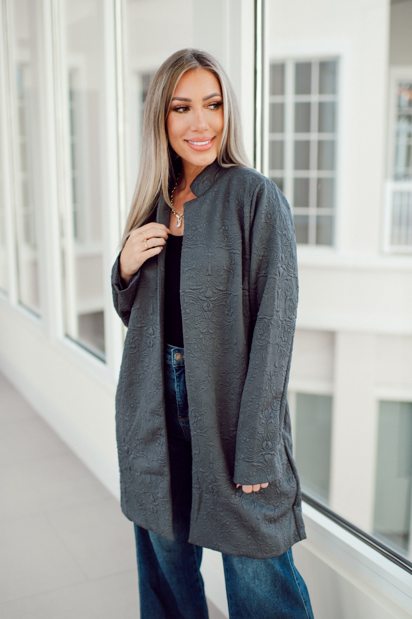 Dear Scarlett Charcoal Amara Jacket-180 Outerwear- Simply Simpson's Boutique is a Women's Online Fashion Boutique Located in Jupiter, Florida