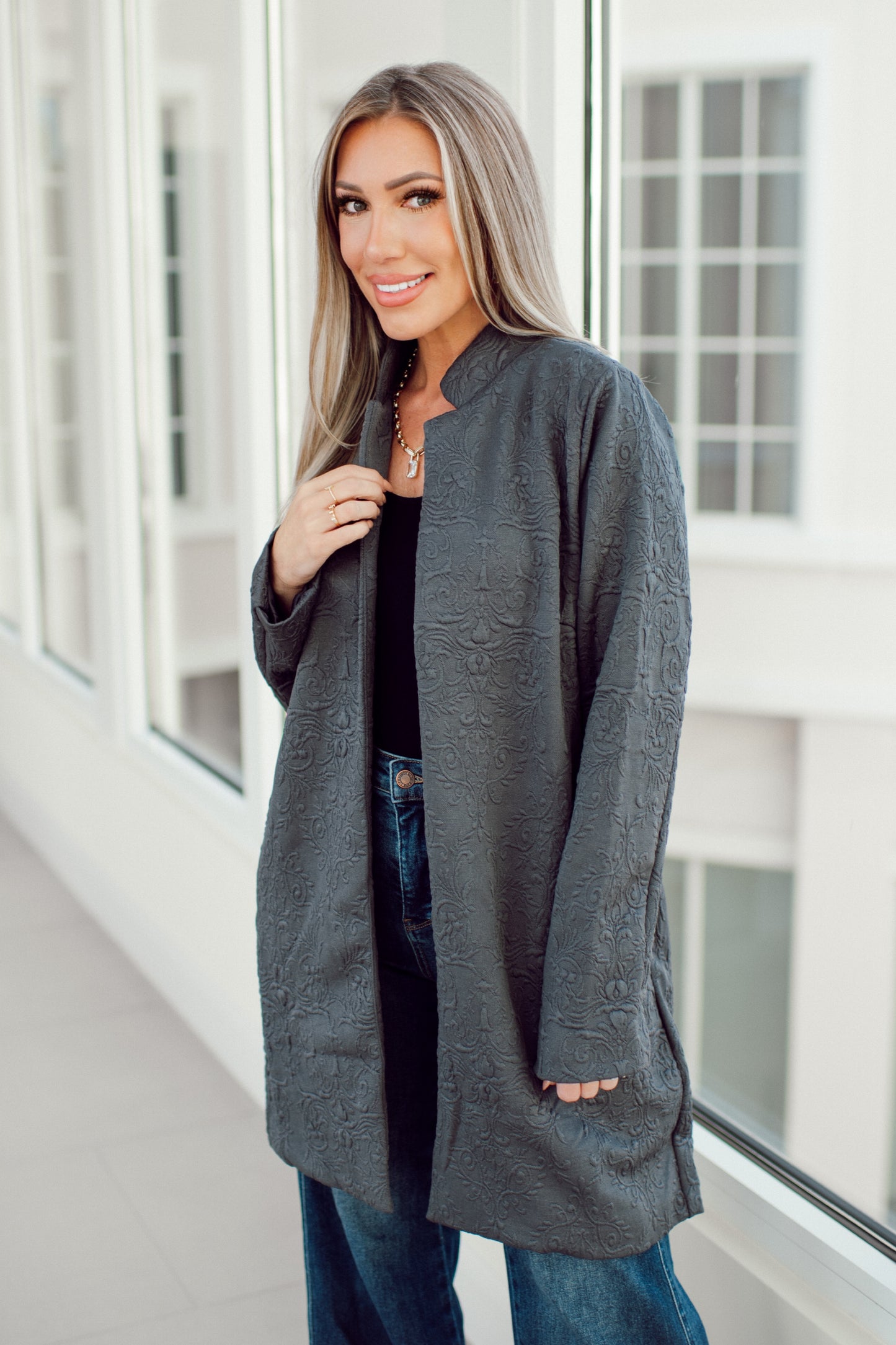 Dear Scarlett Charcoal Amara Jacket-180 Outerwear- Simply Simpson's Boutique is a Women's Online Fashion Boutique Located in Jupiter, Florida