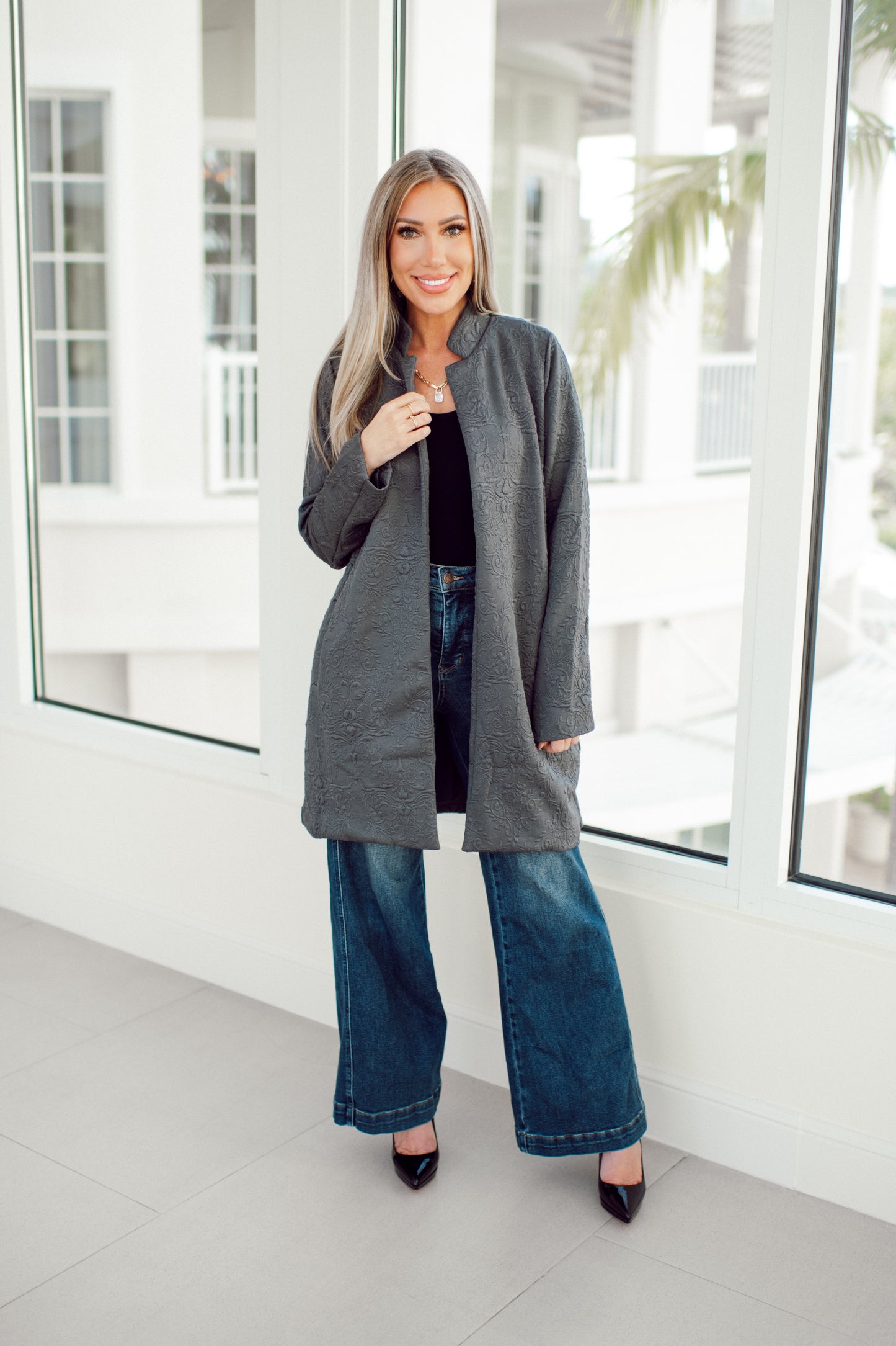 Dear Scarlett Charcoal Amara Jacket-180 Outerwear- Simply Simpson's Boutique is a Women's Online Fashion Boutique Located in Jupiter, Florida