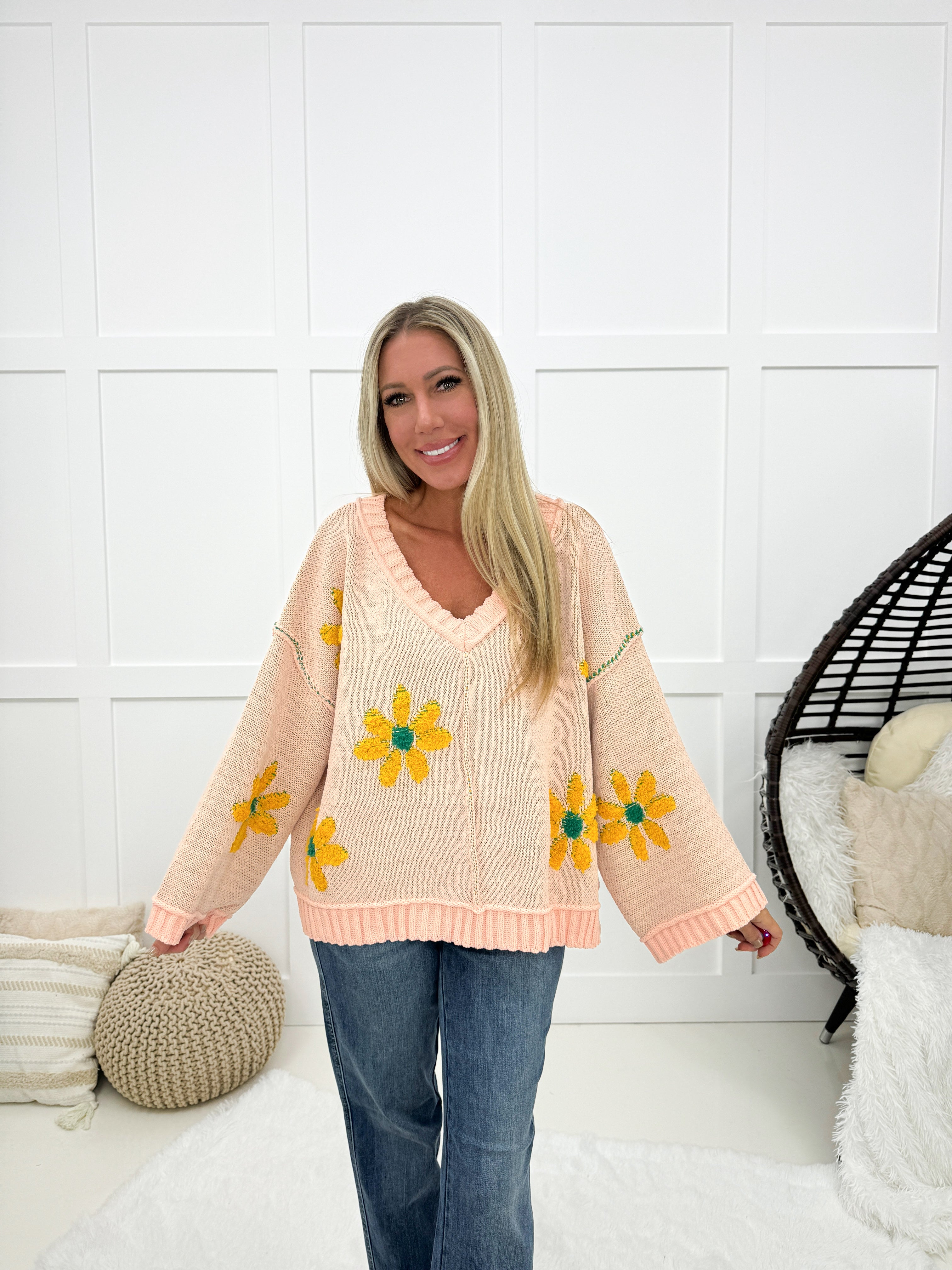 POL Blissful Daisy Sweater-150 Sweaters- Simply Simpson's Boutique is a Women's Online Fashion Boutique Located in Jupiter, Florida