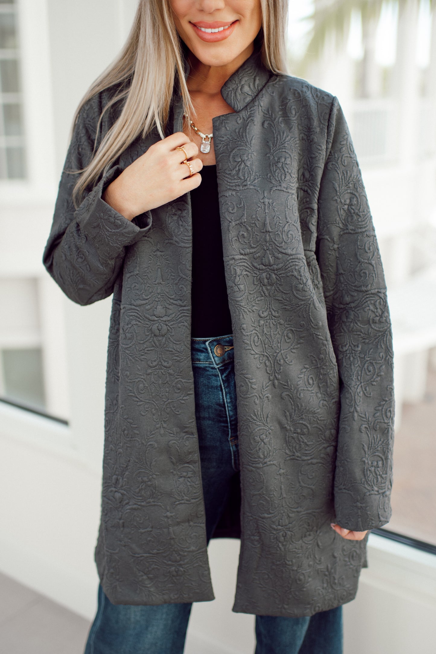 Dear Scarlett Charcoal Amara Jacket-180 Outerwear- Simply Simpson's Boutique is a Women's Online Fashion Boutique Located in Jupiter, Florida