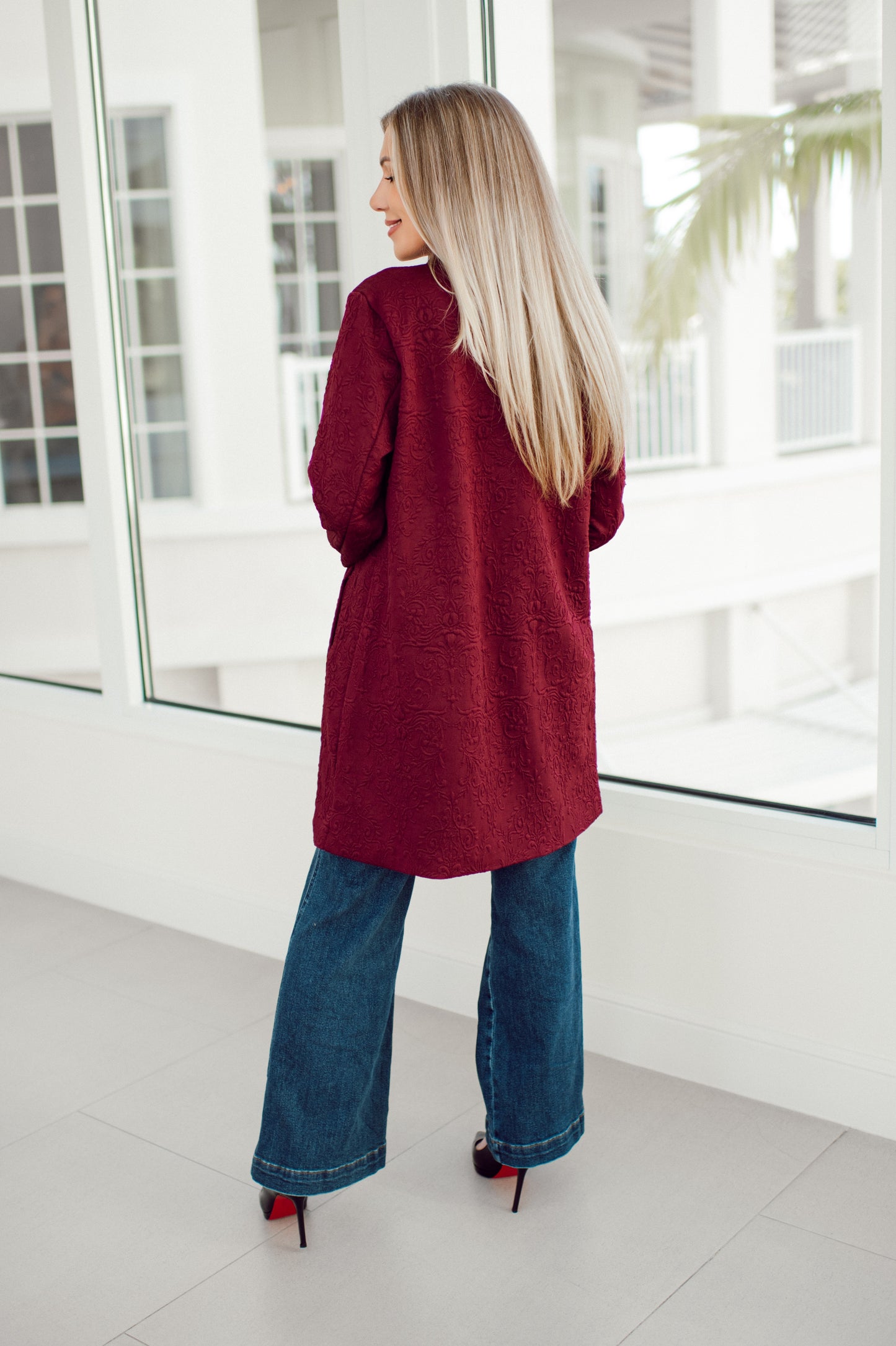 Dear Scarlett Wine Amara Jacket-180 Outerwear- Simply Simpson's Boutique is a Women's Online Fashion Boutique Located in Jupiter, Florida