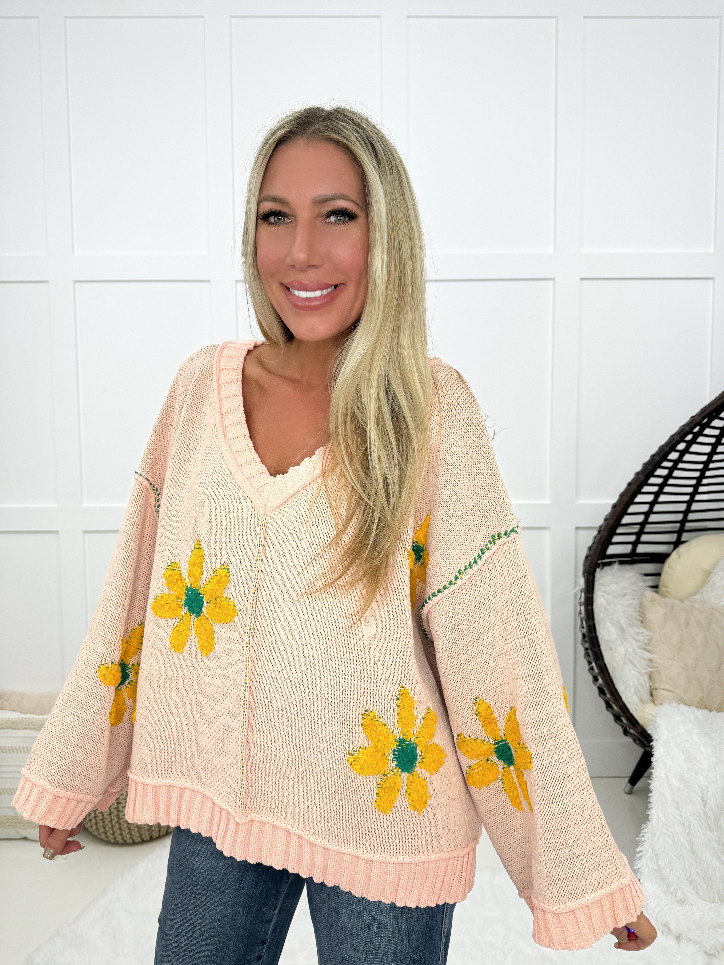 POL Blissful Daisy Sweater-150 Sweaters- Simply Simpson's Boutique is a Women's Online Fashion Boutique Located in Jupiter, Florida