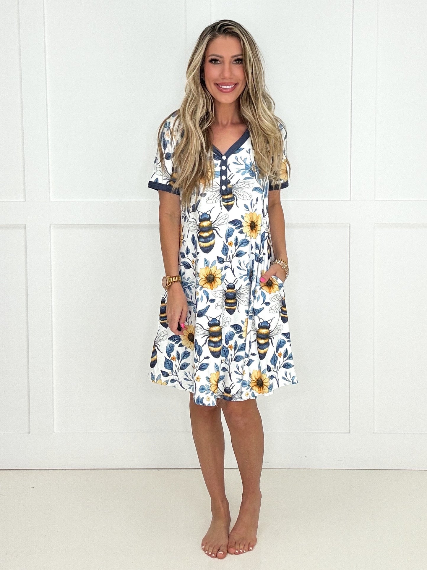 PREORDER Shirley & Stone Busy Bee Pajamas-220 Lounge wear/Pajamas- Simply Simpson's Boutique is a Women's Online Fashion Boutique Located in Jupiter, Florida