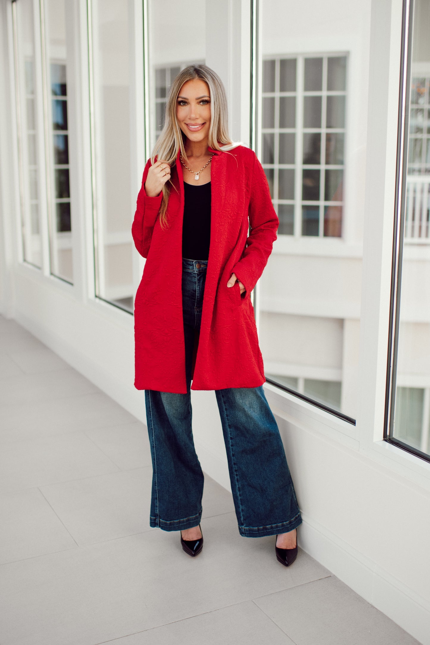 Dear Scarlett Red Amara Jacket-180 Outerwear- Simply Simpson's Boutique is a Women's Online Fashion Boutique Located in Jupiter, Florida